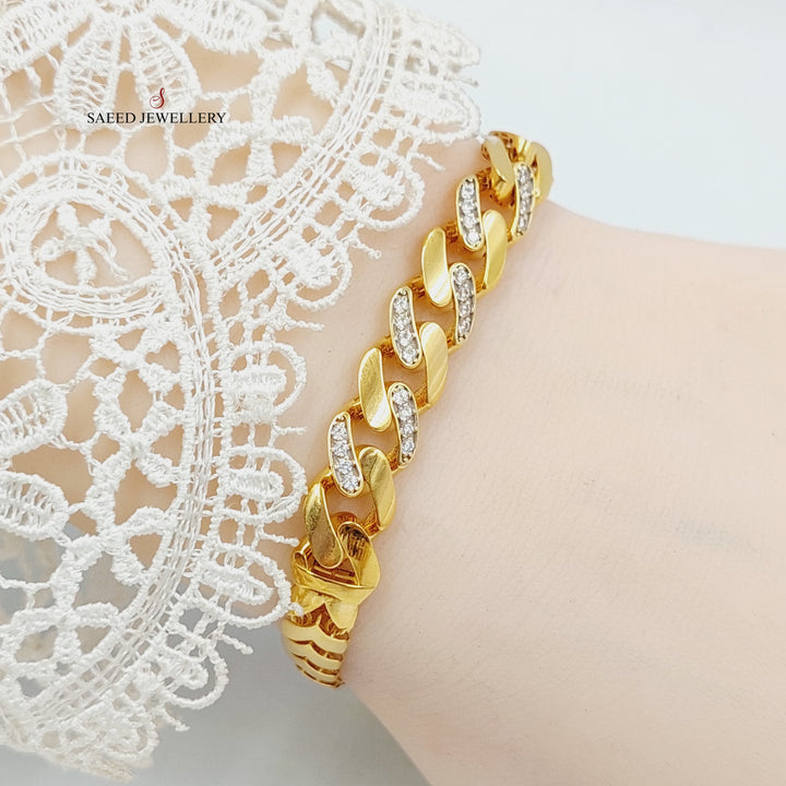 21K Gold Zircon Studded Snake Bracelet by Saeed Jewelry - Image 9