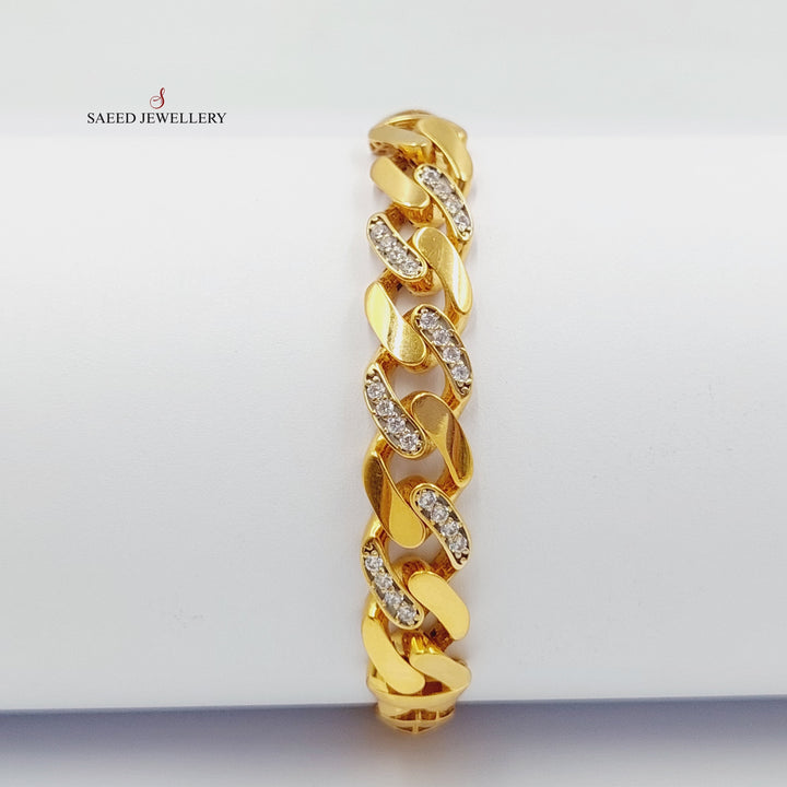 21K Gold Zircon Studded Snake Bracelet by Saeed Jewelry - Image 4