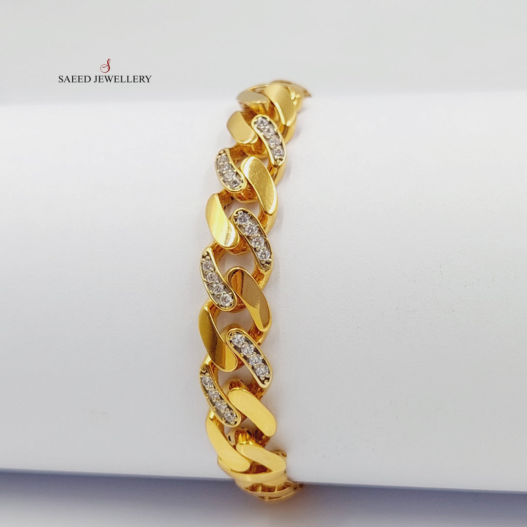 21K Gold Zircon Studded Snake Bracelet by Saeed Jewelry - Image 8