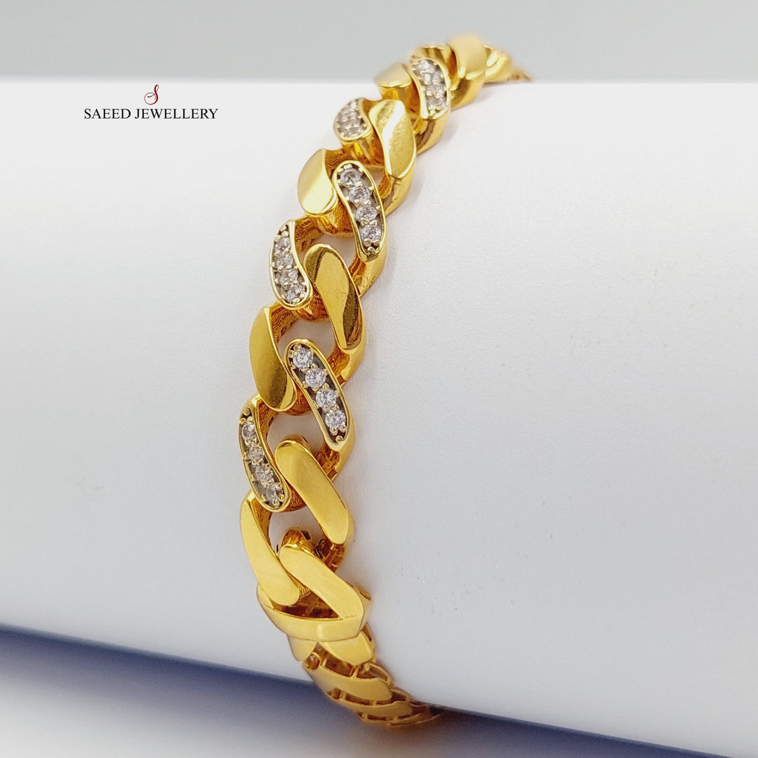 21K Gold Zircon Studded Snake Bracelet by Saeed Jewelry - Image 6