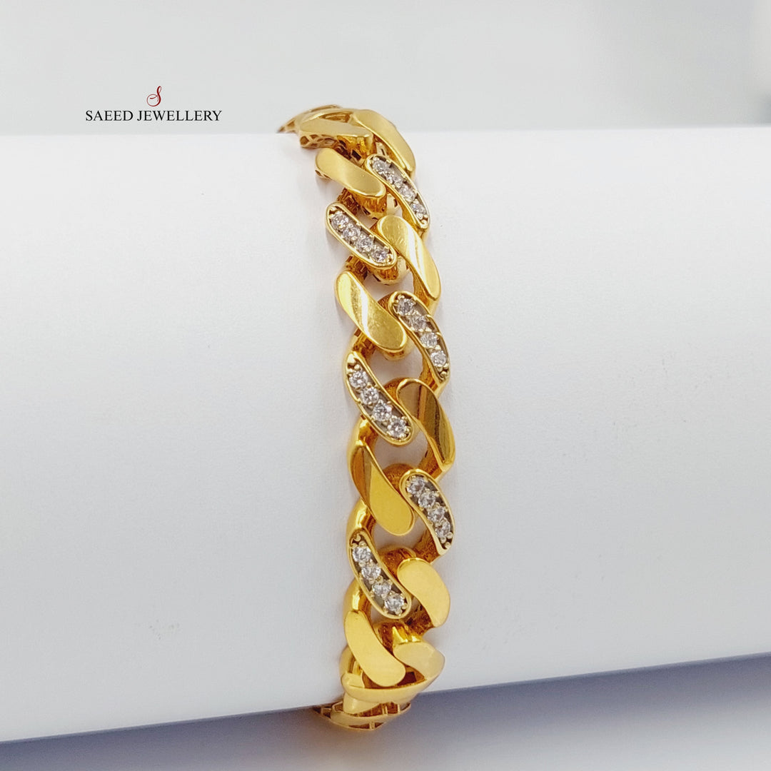 21K Gold Zircon Studded Snake Bracelet by Saeed Jewelry - Image 1