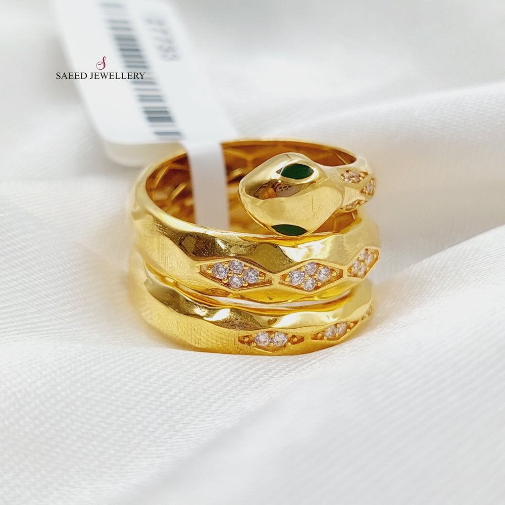 21K Gold Zircon Studded Snake Ring by Saeed Jewelry - Image 2