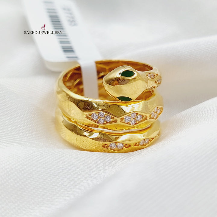 21K Gold Zircon Studded Snake Ring by Saeed Jewelry - Image 13