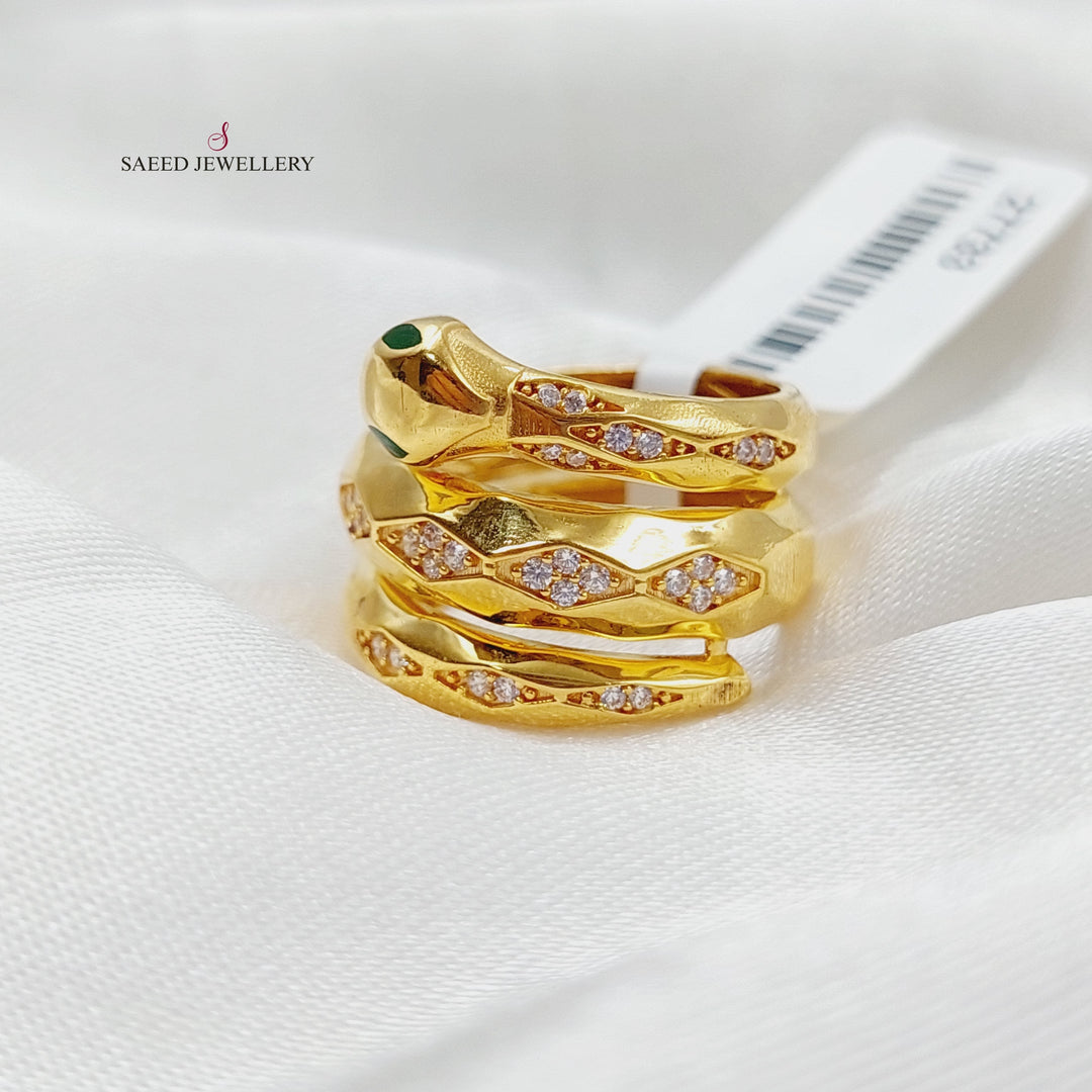 21K Gold Zircon Studded Snake Ring by Saeed Jewelry - Image 3