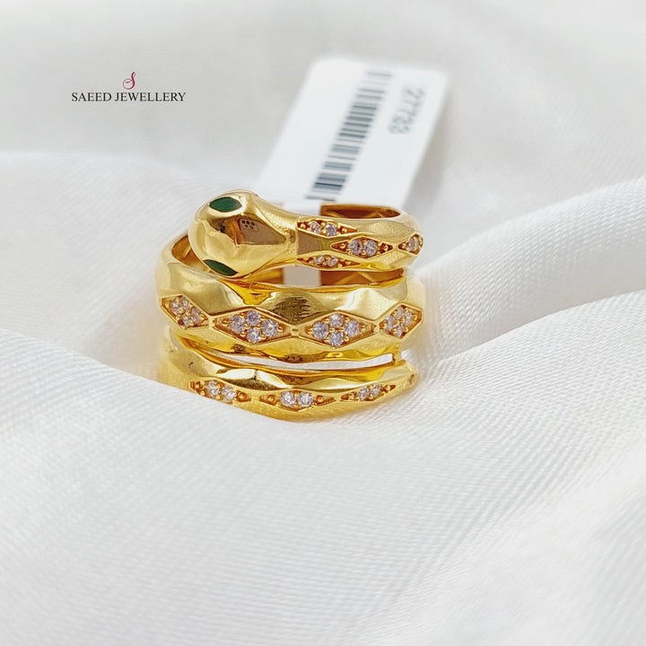 21K Gold Zircon Studded Snake Ring by Saeed Jewelry - Image 5