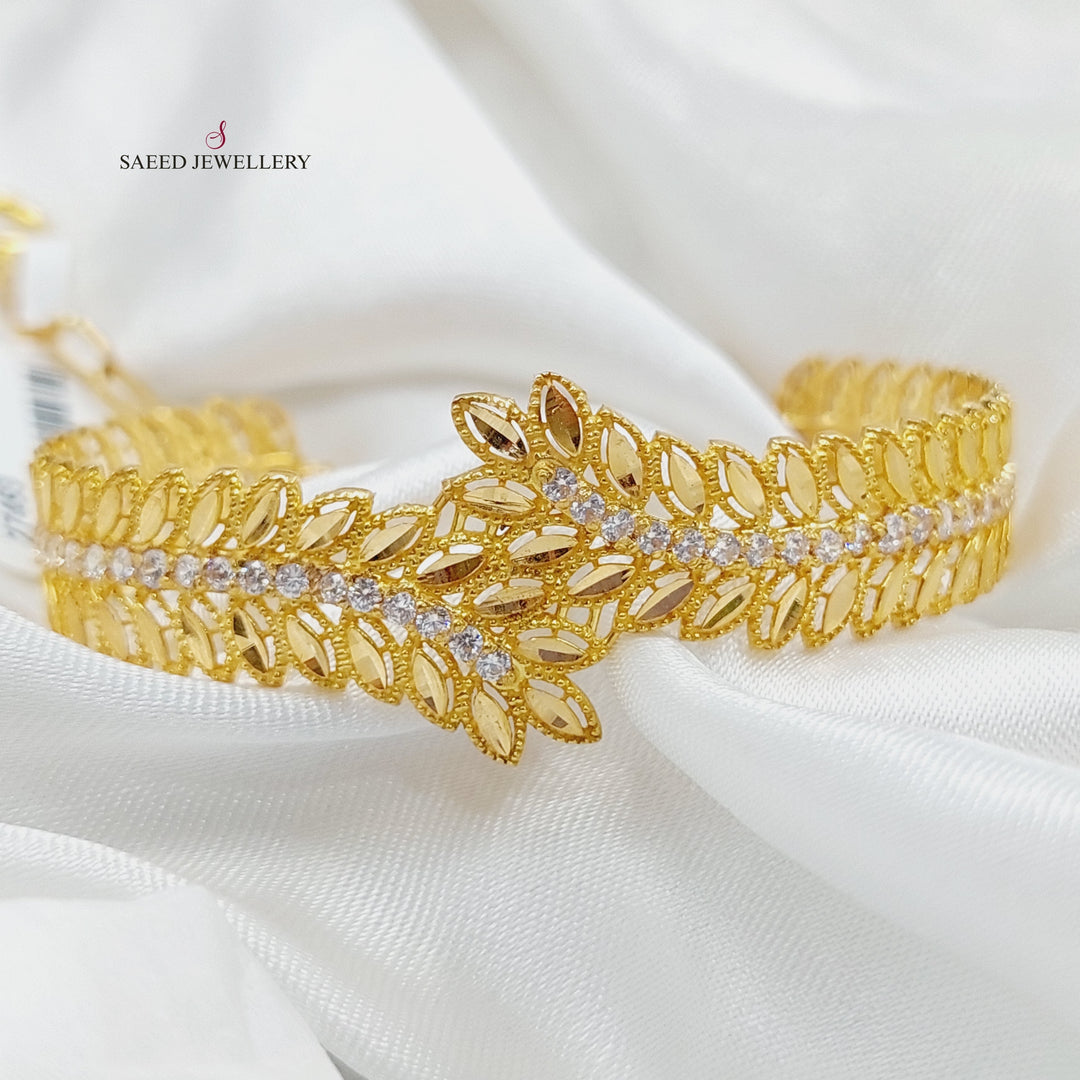 21K Gold Zircon Studded Spike Bracelet by Saeed Jewelry - Image 3