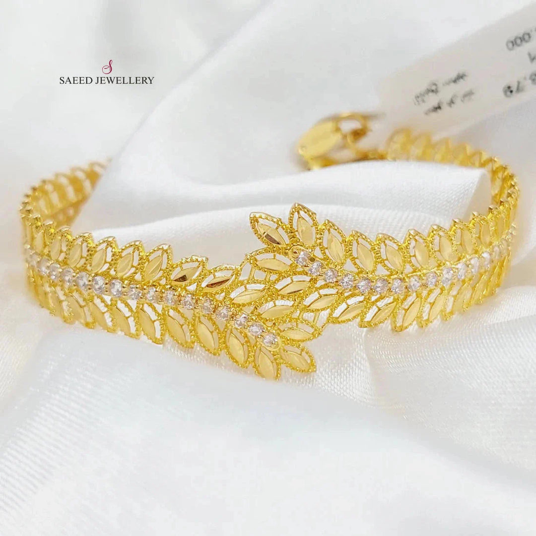 Zirconed Spike Bracelet Ring Made Of  21K Yellow Gold by Saeed Jewelry-27950