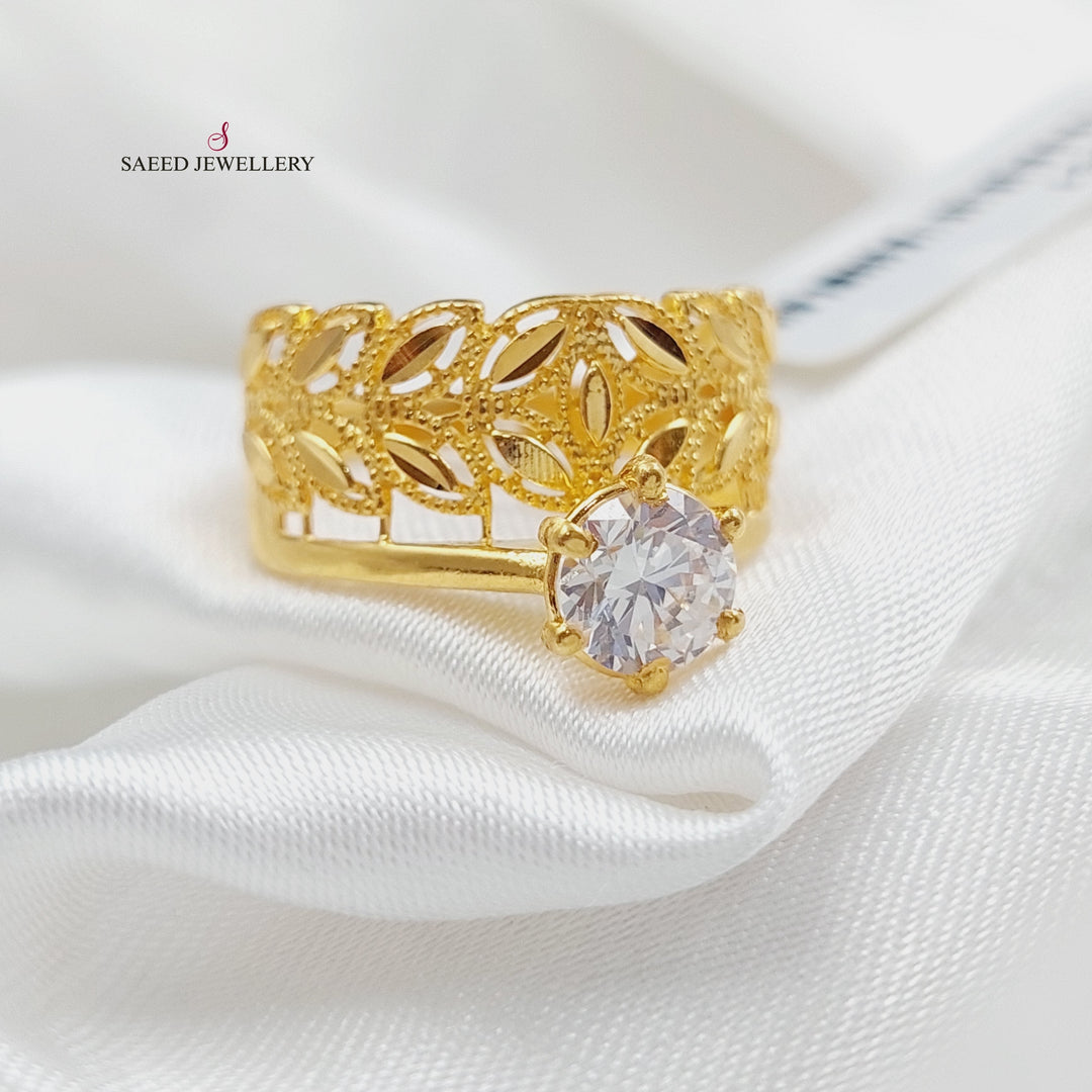 21K Gold Zircon Studded Spike Engagement Ring by Saeed Jewelry - Image 7