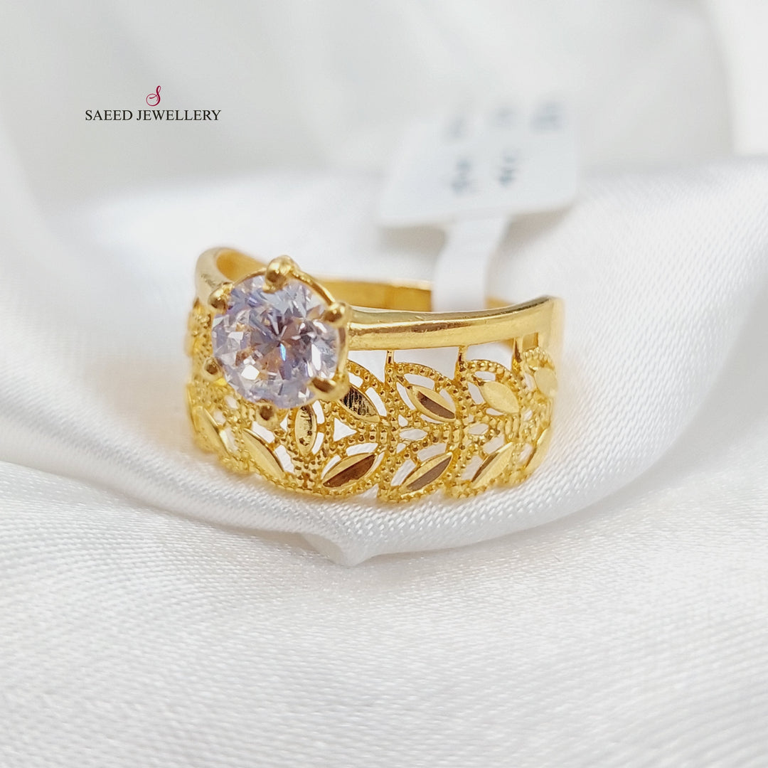 21K Gold Zircon Studded Spike Engagement Ring by Saeed Jewelry - Image 1