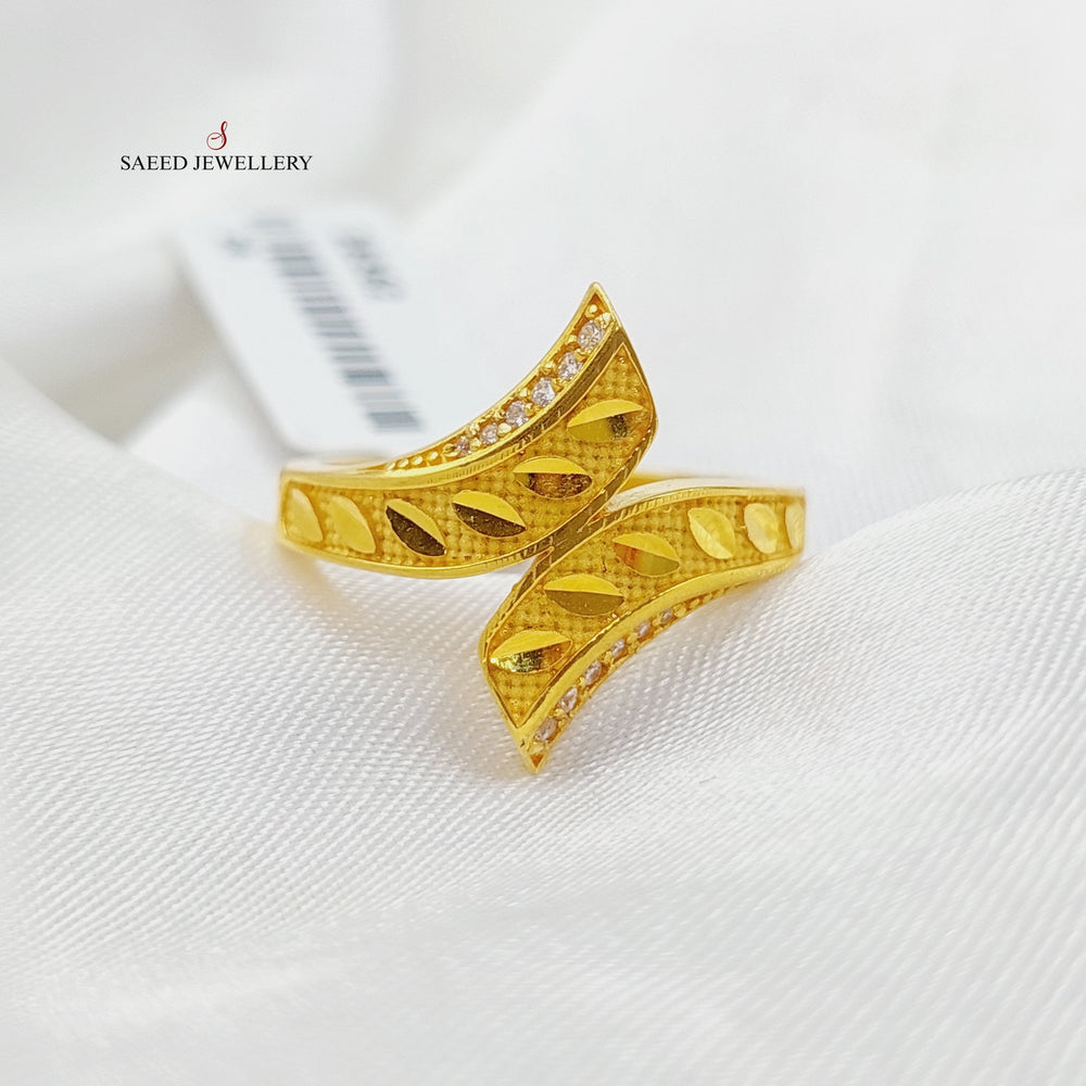 21K Gold Zircon Studded Spike Ring by Saeed Jewelry - Image 2