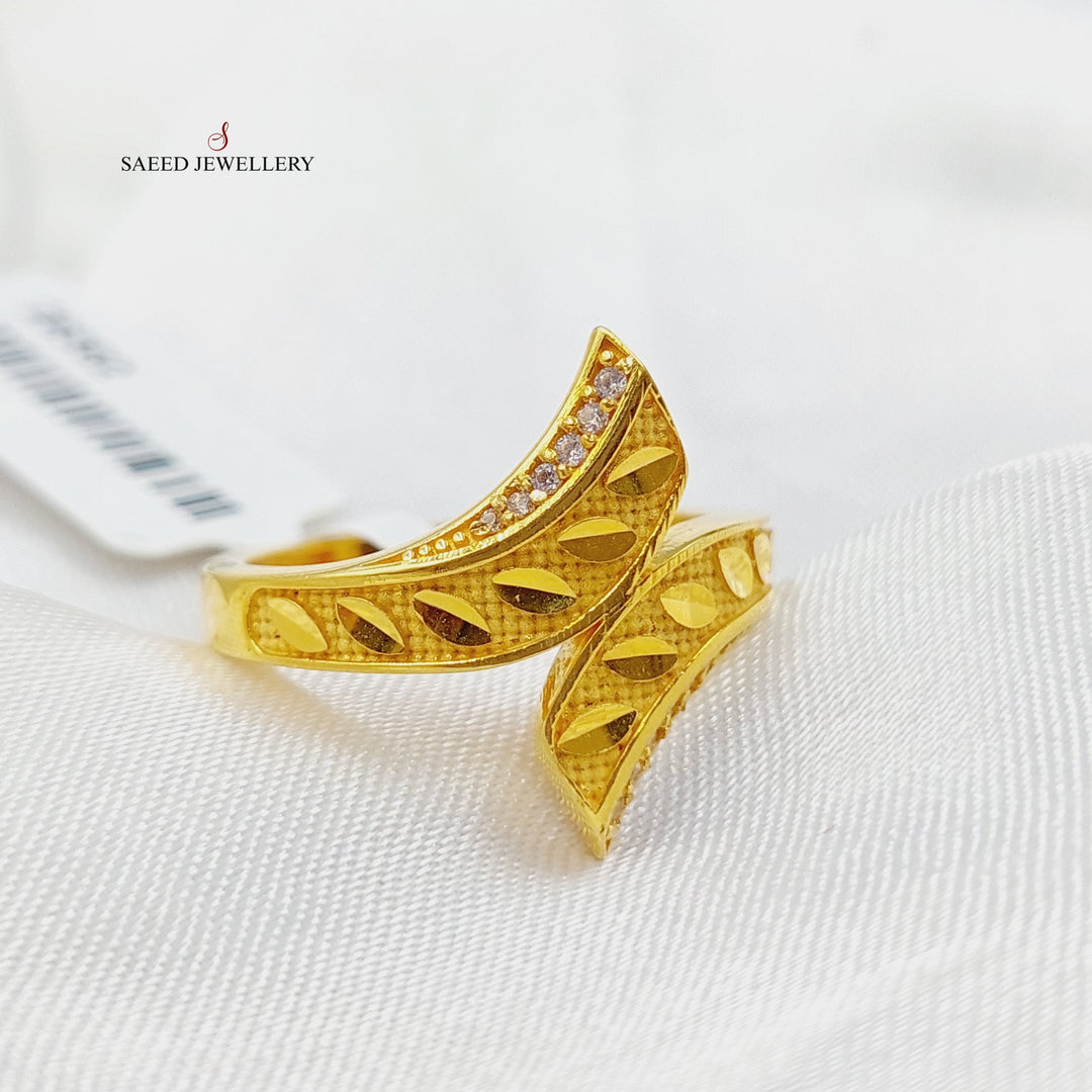 21K Gold Zircon Studded Spike Ring by Saeed Jewelry - Image 3