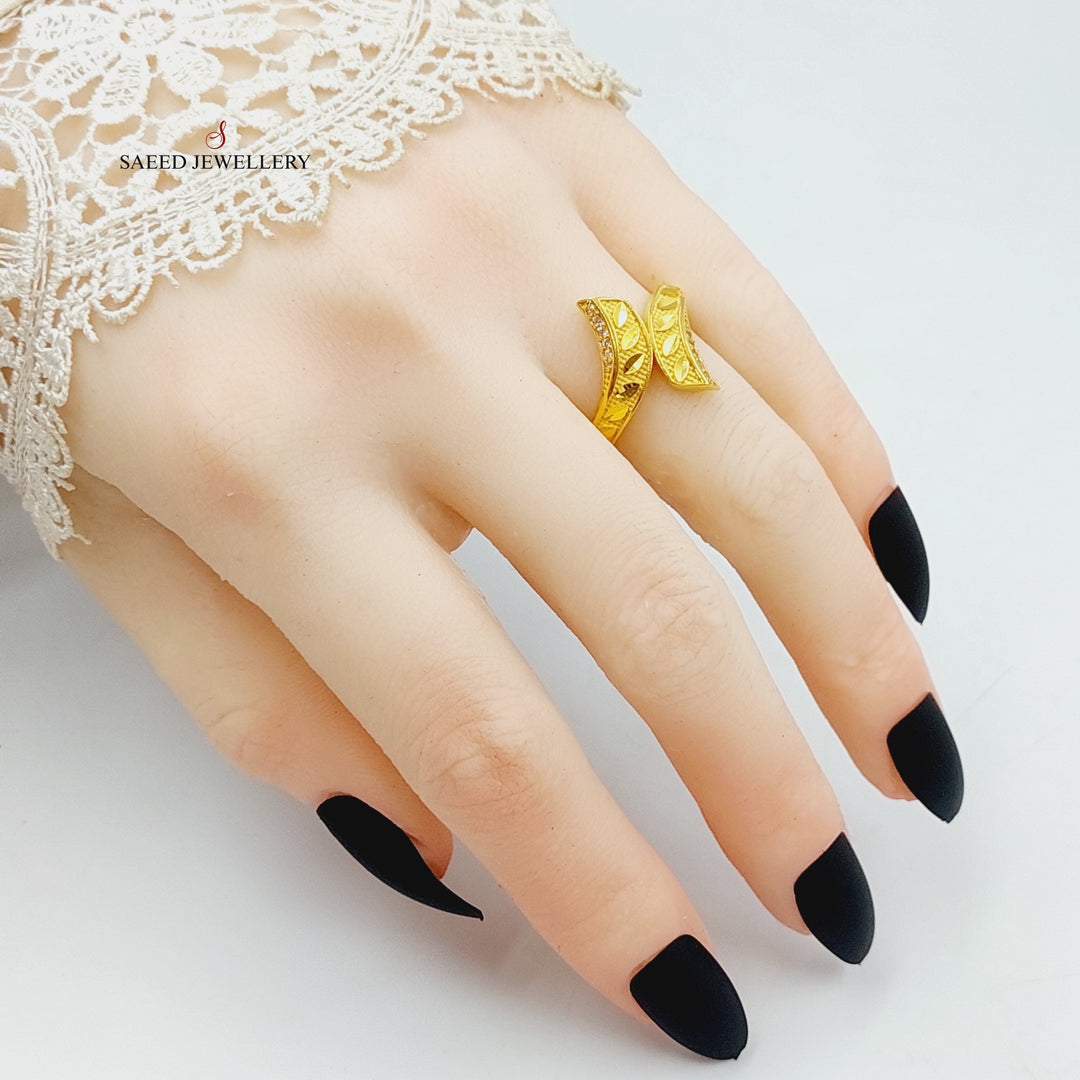 21K Gold Zircon Studded Spike Ring by Saeed Jewelry - Image 4