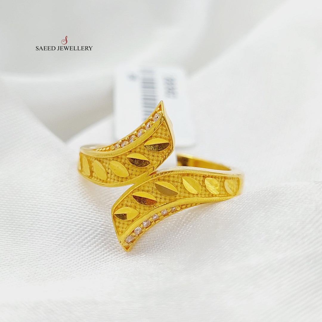 21K Gold Zircon Studded Spike Ring by Saeed Jewelry - Image 1