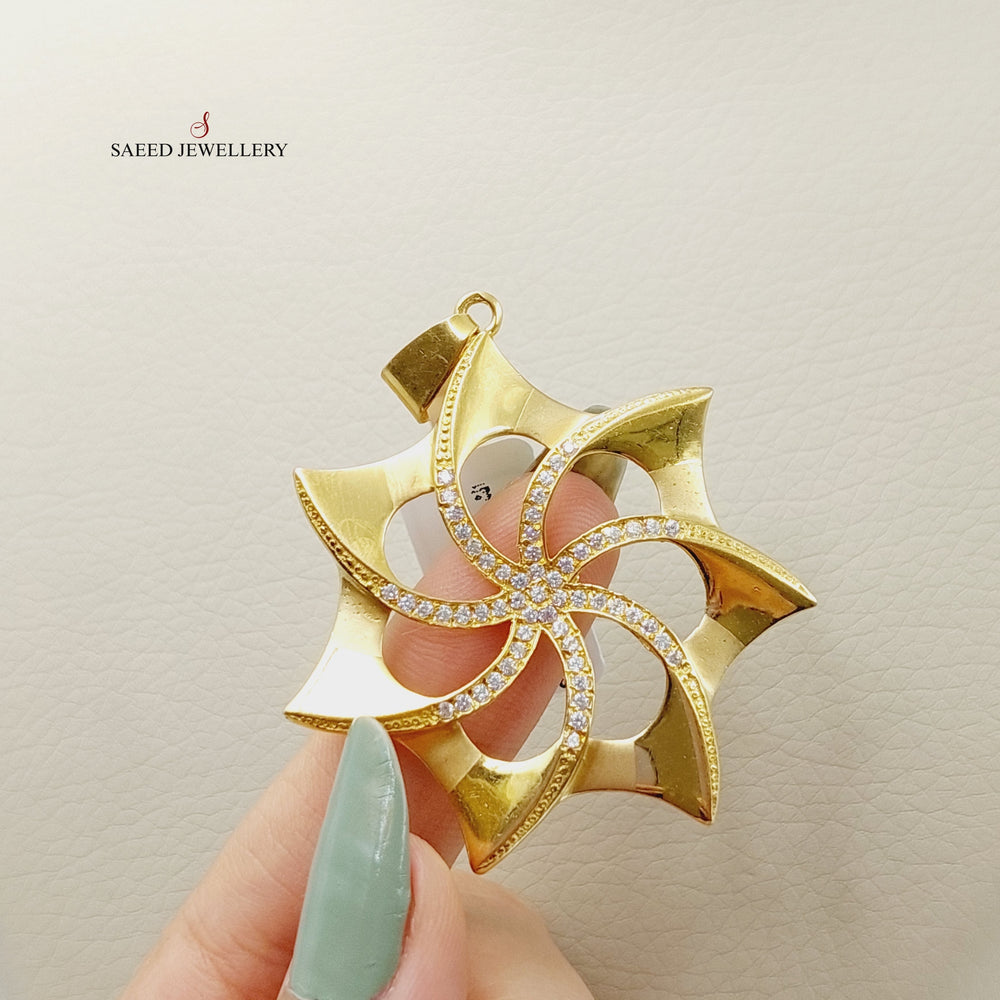 21K Gold Zircon Studded Star Pendant by Saeed Jewelry - Image 2