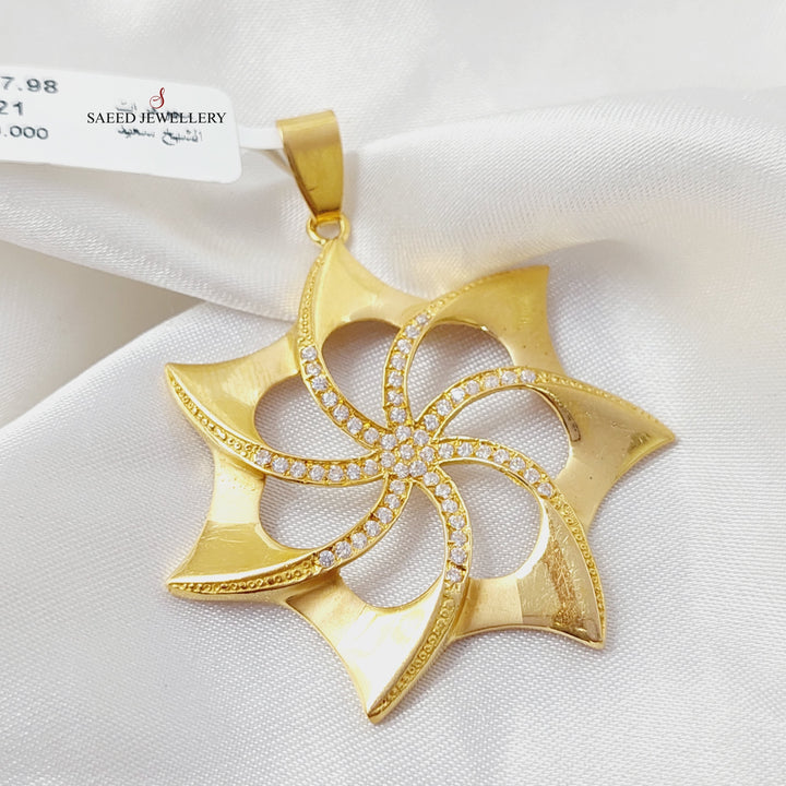 21K Gold Zircon Studded Star Pendant by Saeed Jewelry - Image 4