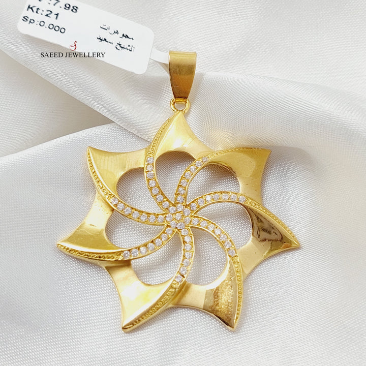 21K Gold Zircon Studded Star Pendant by Saeed Jewelry - Image 5