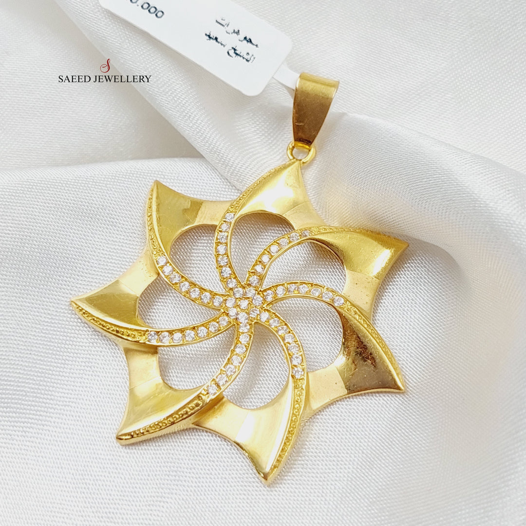 21K Gold Zircon Studded Star Pendant by Saeed Jewelry - Image 1