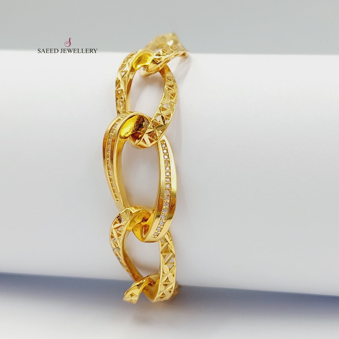 Zirconed Taft Bracelet Made Of 21K Yellow Gold by Saeed Jewelry-27927