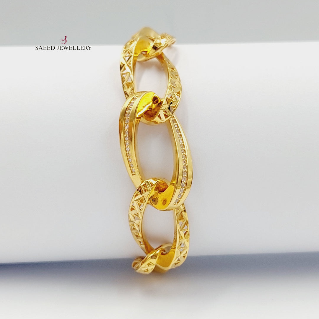 Zirconed Taft Bracelet Made Of 21K Yellow Gold by Saeed Jewelry-27927