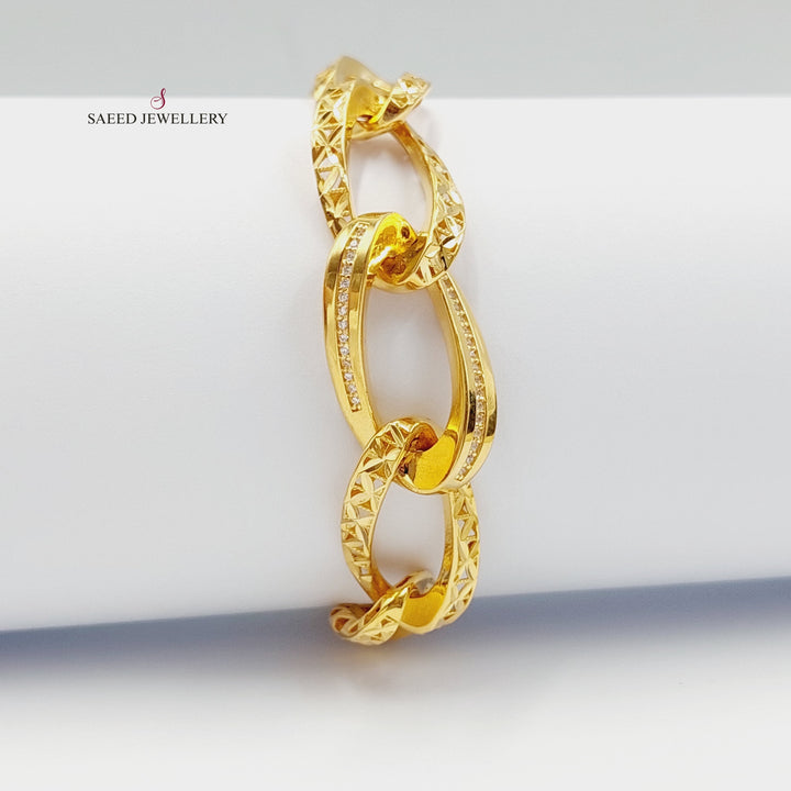 Zirconed Taft Bracelet Made Of 21K Yellow Gold by Saeed Jewelry-27927
