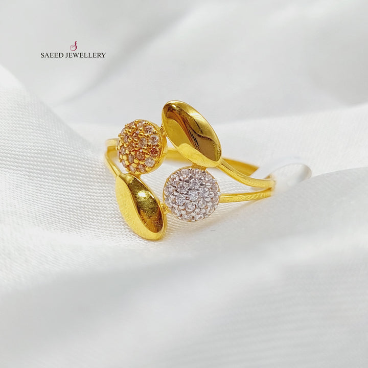 21K Gold Zircon Studded Tears Ring by Saeed Jewelry - Image 2