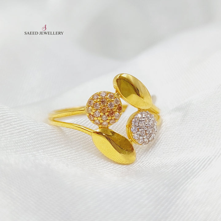 21K Gold Zircon Studded Tears Ring by Saeed Jewelry - Image 1