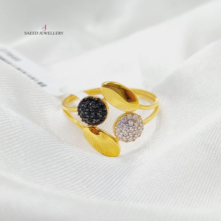 21K Gold Zircon Studded Tears Ring by Saeed Jewelry - Image 7