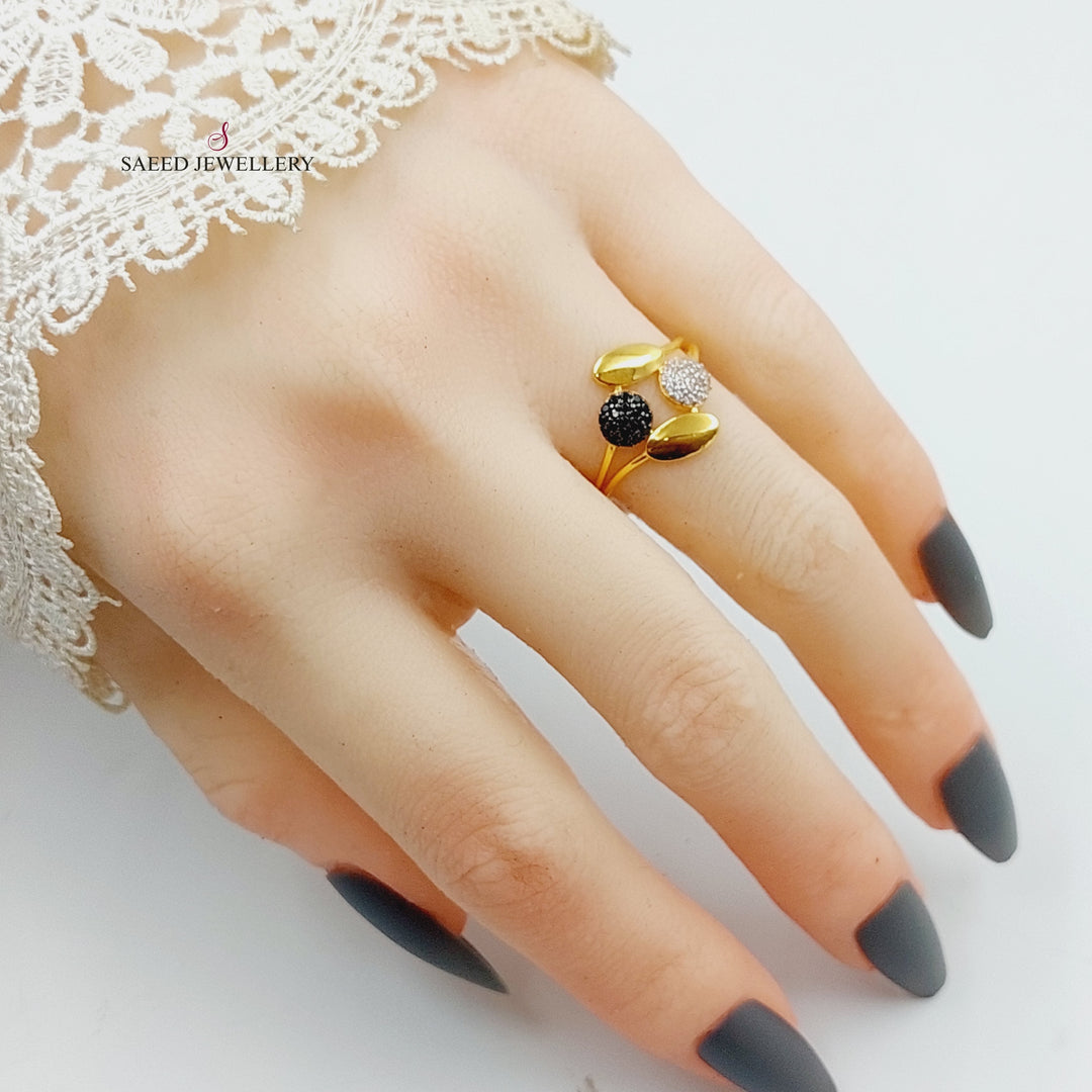 21K Gold Zircon Studded Tears Ring by Saeed Jewelry - Image 5