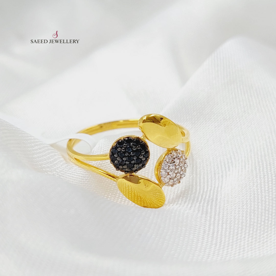 21K Gold Zircon Studded Tears Ring by Saeed Jewelry - Image 1