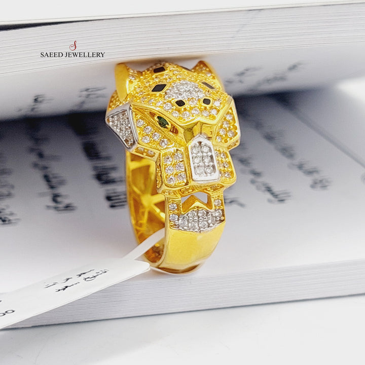 21K Gold Zircon Studded Tiger Ring by Saeed Jewelry - Image 2