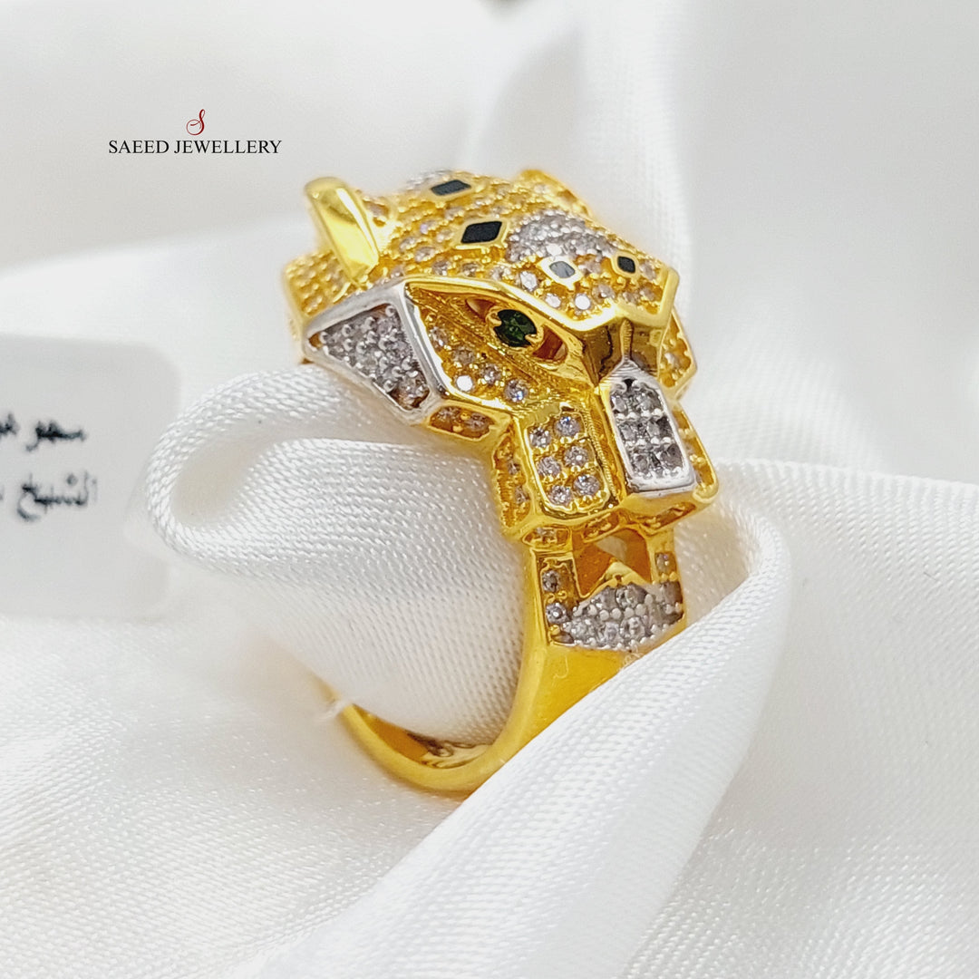 21K Gold Zircon Studded Tiger Ring by Saeed Jewelry - Image 7