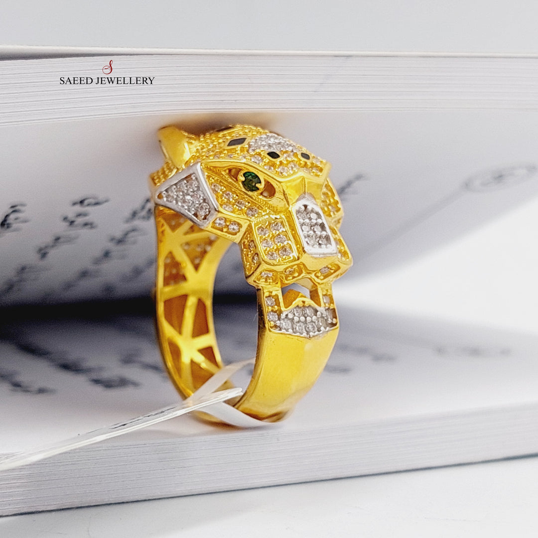 21K Gold Zircon Studded Tiger Ring by Saeed Jewelry - Image 6