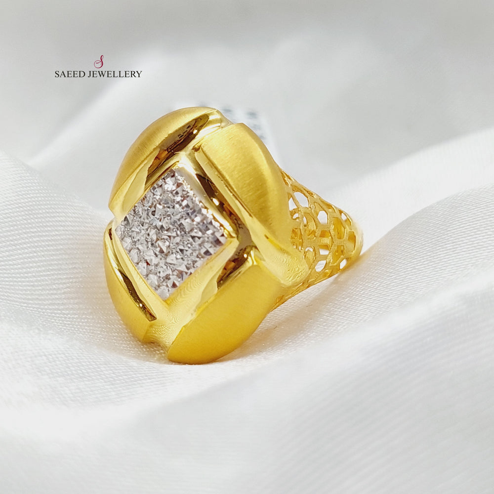 21K Gold Zircon Studded Turkish Ring by Saeed Jewelry - Image 2