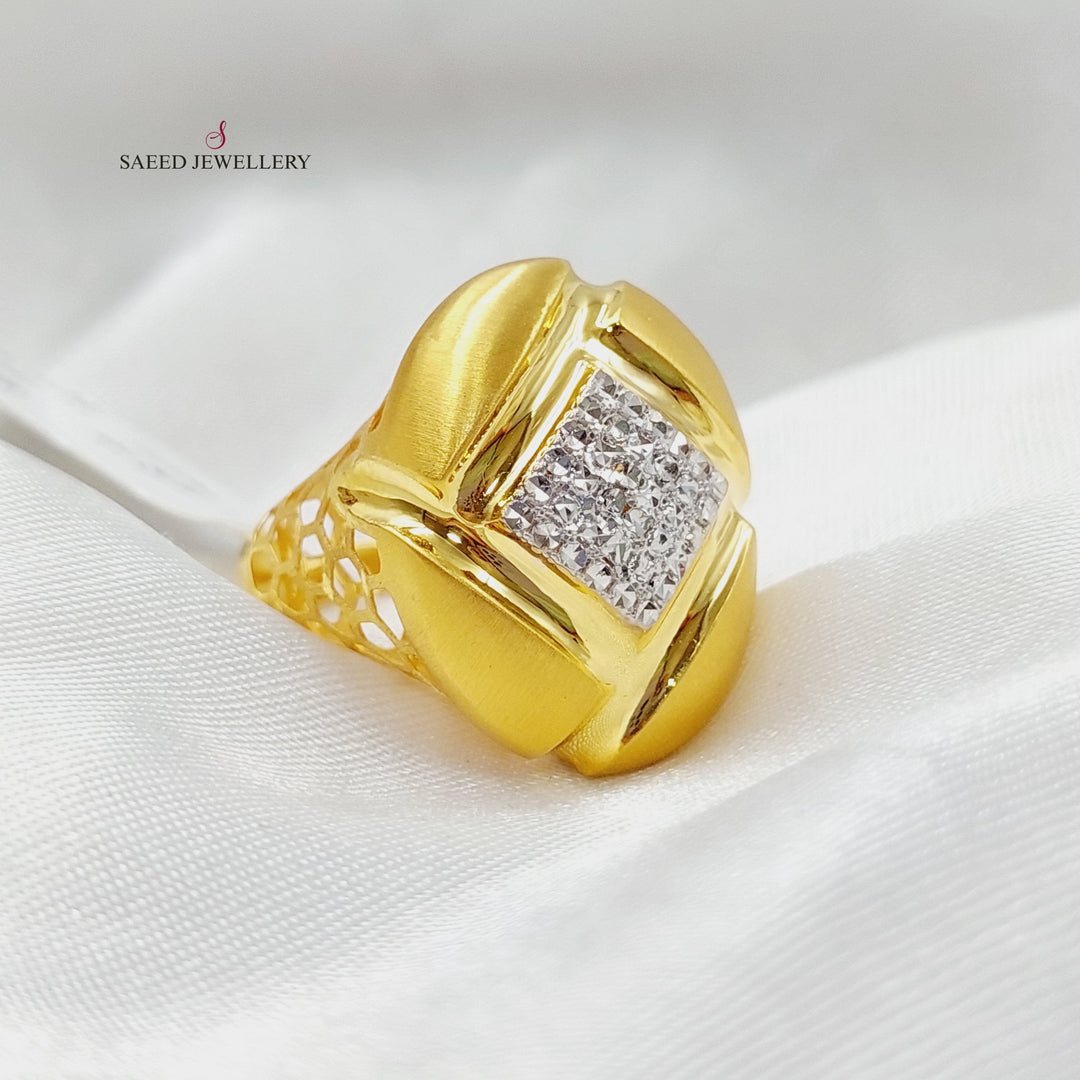 21K Gold Zircon Studded Turkish Ring by Saeed Jewelry - Image 6