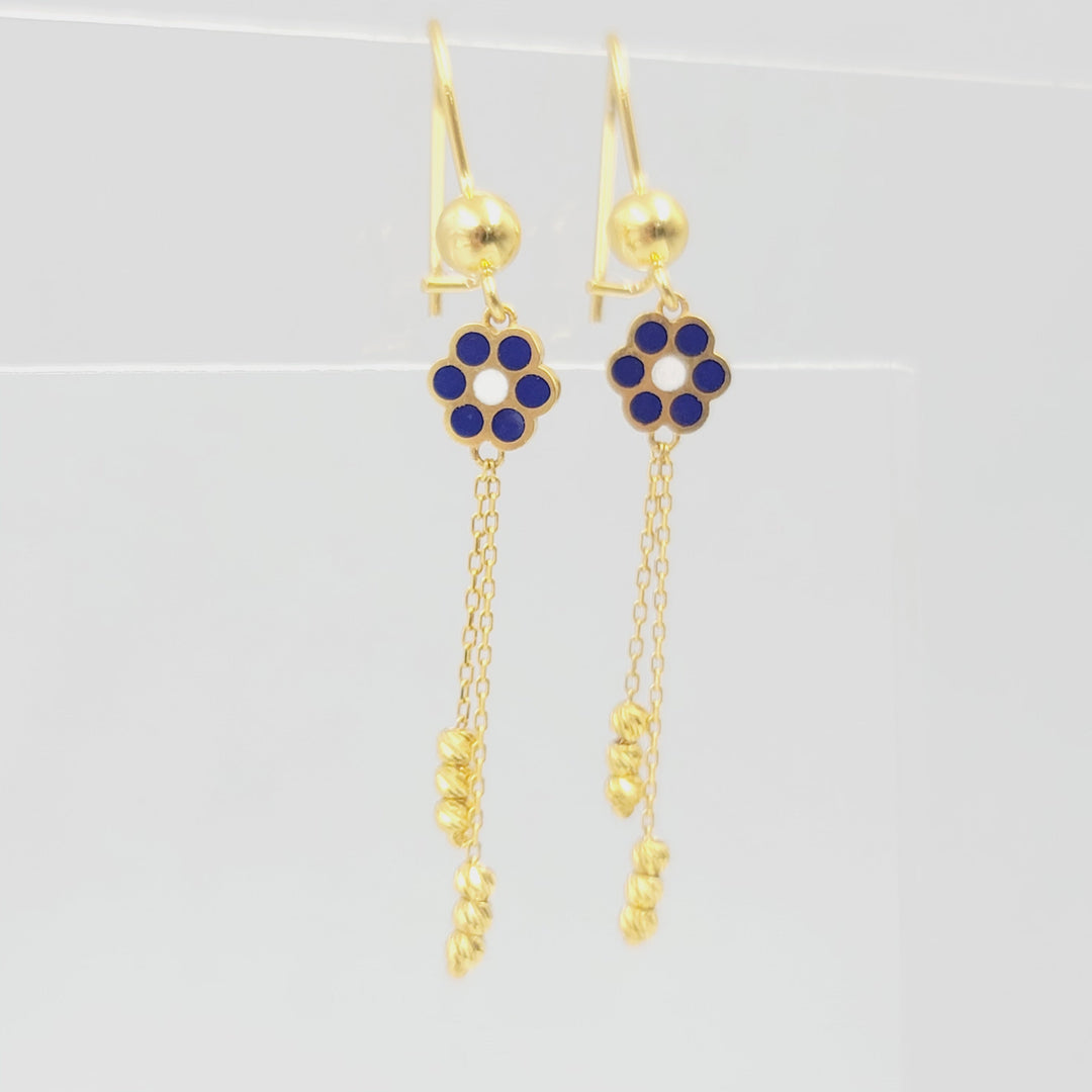 21K حلق وردة مينا-مجوهرات الشيخ سعيد-Saeed Jewelry 