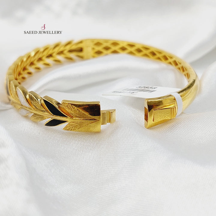 21K Gold Enameled Leaf Bangle Bracelet by Saeed Jewelry - Image 4