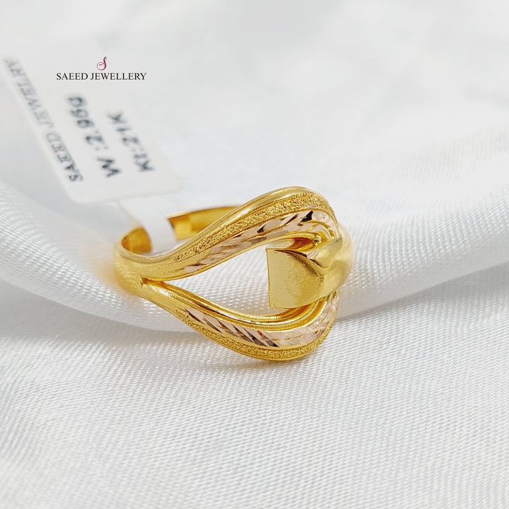 21K Gold Engraved Ring by Saeed Jewelry - Image 3