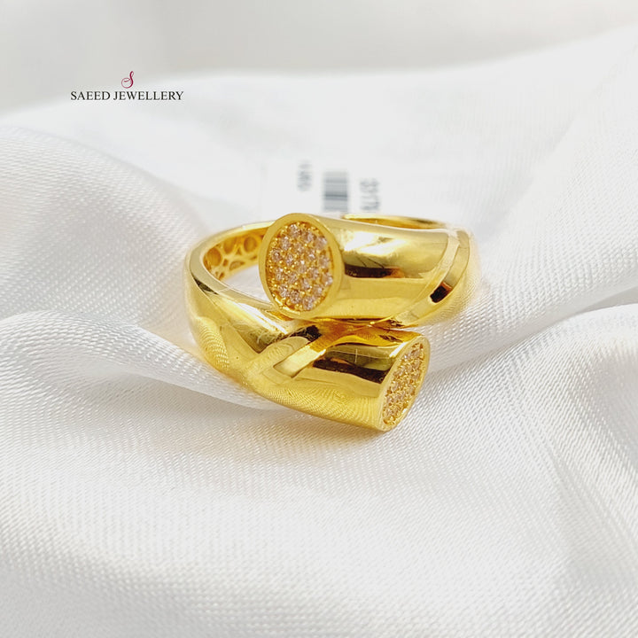 21K Gold Zircon Studded Nail Ring by Saeed Jewelry - Image 1