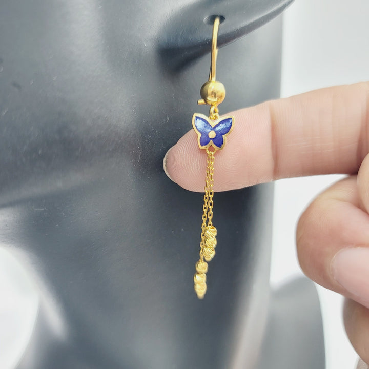 21K حلق فراشة مينا-مجوهرات الشيخ سعيد-Saeed Jewelry 