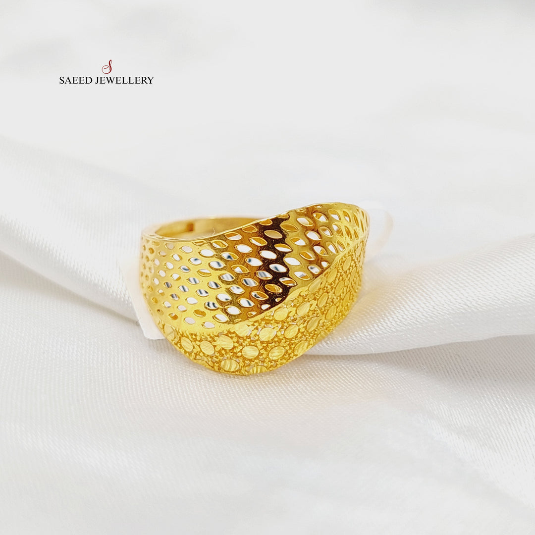 21K Gold Engraved Ring by Saeed Jewelry - Image 1