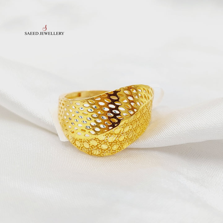 21K Gold Engraved Ring by Saeed Jewelry - Image 1