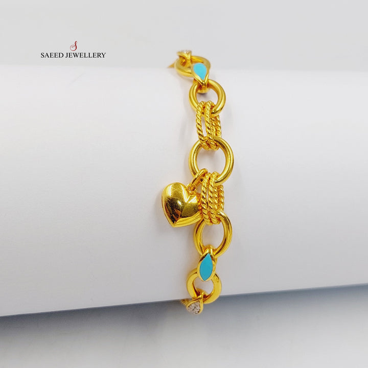 21K Gold Enameled & Zircon Studded Dandash Bracelet by Saeed Jewelry - Image 4