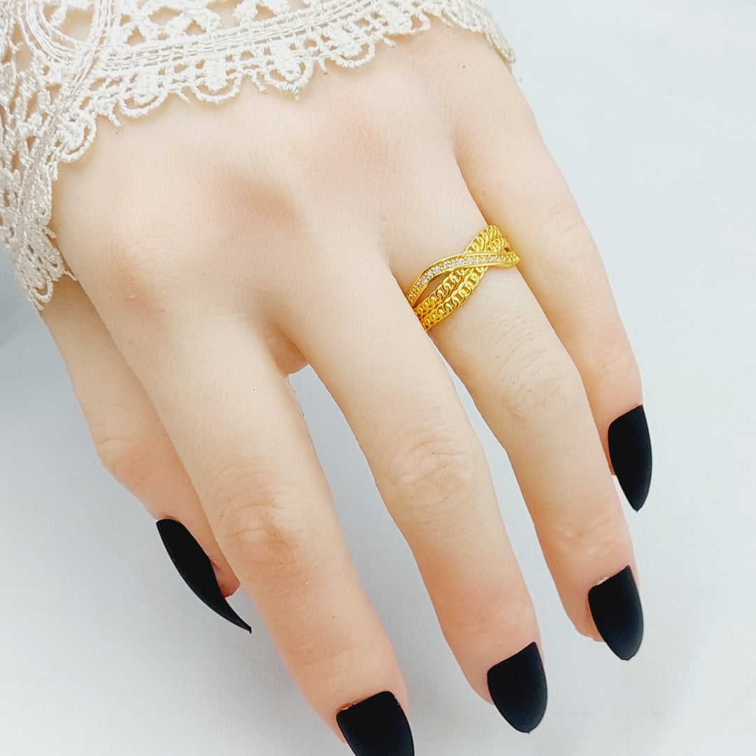 21K Gold Zircon Studded Deluxe Ring by Saeed Jewelry - Image 9