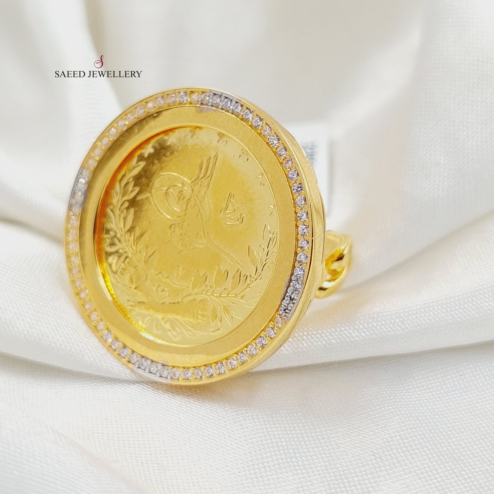 21K Gold Zircon Studded Rashadi Ring by Saeed Jewelry - Image 2