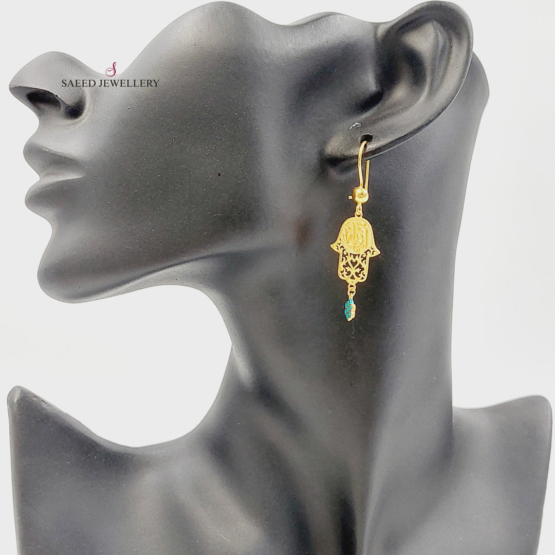 21K Gold Enameled Hand Earrings by Saeed Jewelry - Image 4