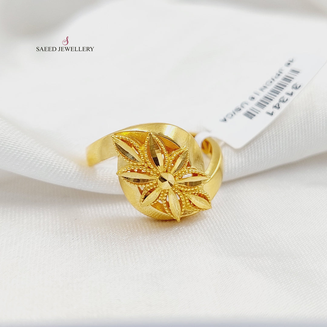 21K خاتم ورق الشجر اكسترا-مجوهرات الشيخ سعيد-Saeed Jewelry 