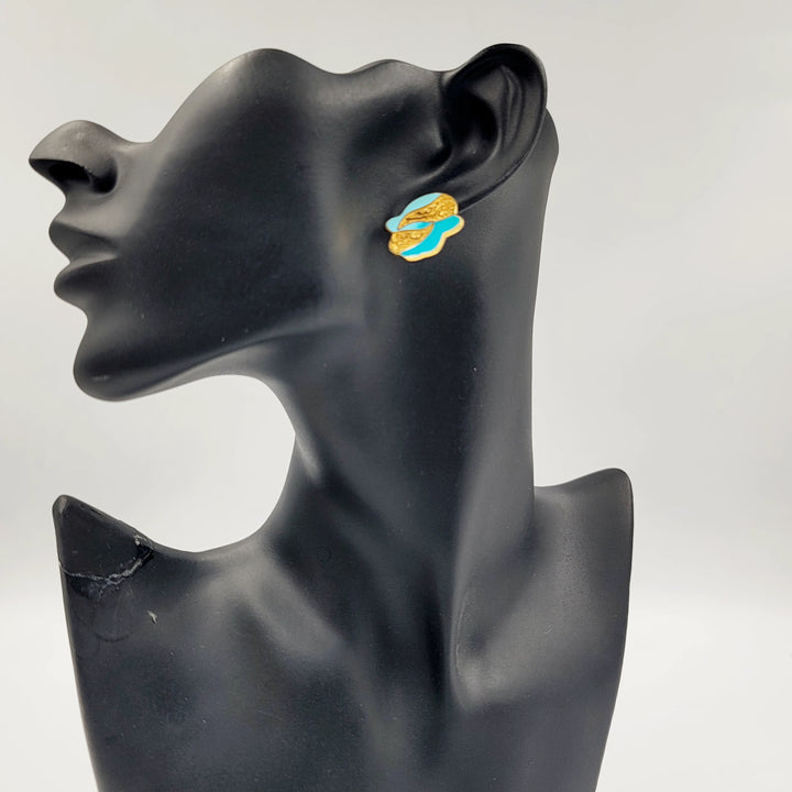 Enameled Islamic Earrings Made of 21K Gold by Saeed Jewelry 
