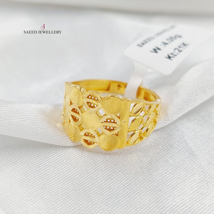 21K Gold Engraved Ring by Saeed Jewelry - Image 3