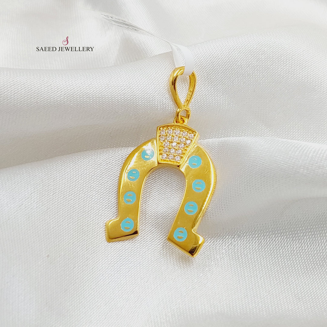 21K Gold Enameled & Zircon Studded Shoe Pendant by Saeed Jewelry - Image 3