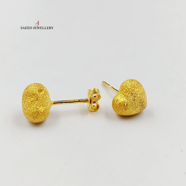 21K Gold Sanded Screw Earrings by Saeed Jewelry - Image 1